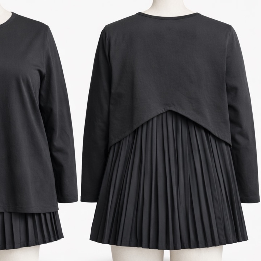 Lululemon Black Pleated Back Long Sleeve Top
